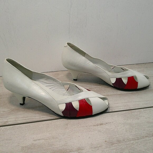 Jacquline Ford vintage White Kitten heel size 40 - Picture 3 of 10